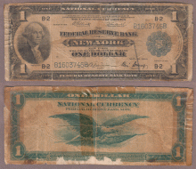 1918 $1.00 FR-713 New York Large size Federal Reserve Bank Note