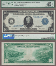 1914 $10.00 FR-907a Boston PMG 45 EPQ