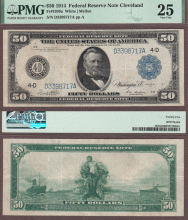1914 $50.00 FR-1039a Cleveland US large size federal reserve note PMG VF 25