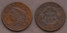 1834 1c US large cent