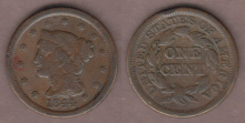 1844 44 over 81 Large Cent