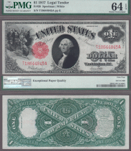 1917 $1.00 FR-39 Large size legal tender note PMG Choice Uncirculated 64 EPQ