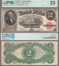 1917 $2.00 FR-60 US large size legal tender note PMG VF 25