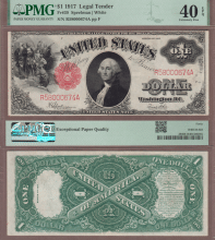 1917 $1.00 FR-39 PMG EF 40