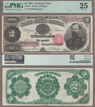 1891 - $2 FR-357 US large size Treasury note PMG VF 25