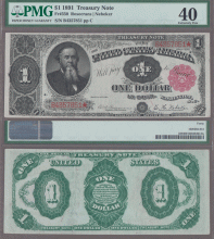 1891 - $1 FR-350 PMG Extremely Fine 40