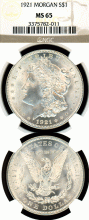 1921 $ MS-65 US Morgan silver dollar NGC MS 65