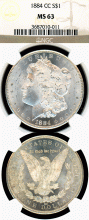 1884-CC $ US Morgan silver dollar NGC MS 63