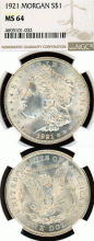 1921 $ US Morgan silver dollar NGC MS-64