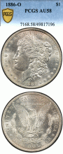 1886-O $ PCGS AU 58