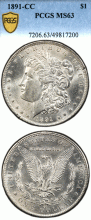 1891-CC $ PCGS MS-63