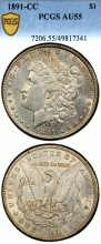 1891-CC $ PCGS AU-55