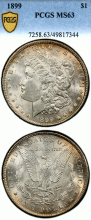 1899 $ Morgan silver dollar PCGS MS-63