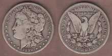 US Morgan Silver Dollar Carson City Mint 1890-CC $ VG