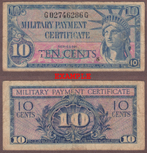 Series 591 .10 Cent US military payment certificate