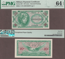 Series 641 .10 Cent US Military payment certificate PMG CU 64 EPQ