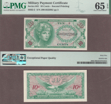 Series 641 .10 Cent US Military payment certificate PMG CU 65 EPQ
