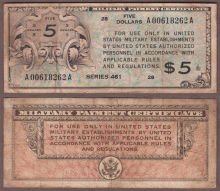 Series 461 5.00 Dollar US military payment certificate