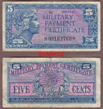 Series 611 .05 Cent Military Payment Certificate