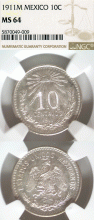 1911 10 Centavos NGC MS 64