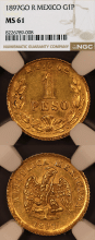 Mexican Coins 1897 GO R 1 Peso Gold NGC MS 61