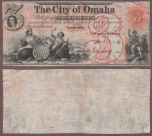 Nebraska Territory - $3.00 - 1857 US obsolete bank note  