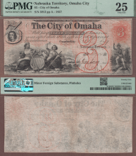 Nebraska Territory - $3.00 - 1857 PMG VF 25