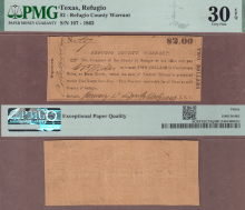 Texas Refugio $2.00 Refugio County 1863 PMG VF 30 EPQ