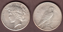 1927 $ US Peace silver dollar