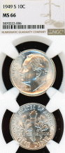 1949-S US Roosevelt silver dime NGC MS 66