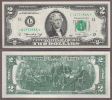 1976-D - $2 FR-1935-L* "STAR" US small size federal reserve note