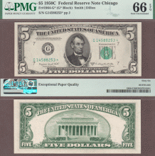 1950-C $5 FR-1964-G* "STAR" PMG Gem CU 66 EPQ