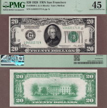 1928 - $20 FR-2050-L San Francisco PMG XF 45