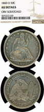 1860-O 50c No Motto NGC AU