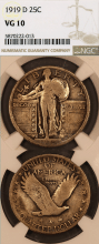 US Standing Liberty Quarter 1919-D 25c NGC VG-10