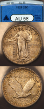 1929 25c ANACS AU 58