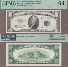 1953-B $10 FR-1708 PMG CU 64 EPQ
