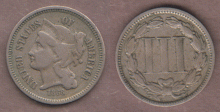 1868 3c Three cent nickel