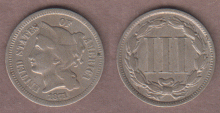 1871 3c Three cent nickel 