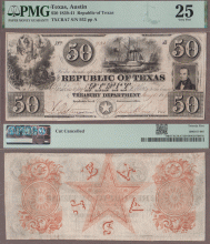 Republic of Texas paper money - $50.00 A7 PMG VF 25