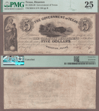 Government of Texas - $5.00 H-16 PMG Vey Fine 25