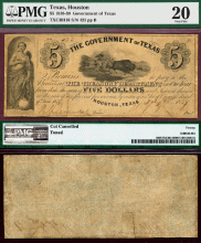 Government of Texas - $5.00 H-16 PMG Very Fine 20