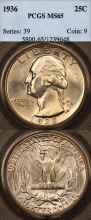 1936 25c PCGS MS-65