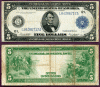 1914 $5.00 FR-891a San Francisco US large size federal reserve note