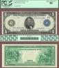 1914 $5.00 FR-851b New York US Large size federal reserve note PMG Choice AU 58