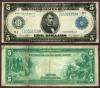 1914 $5.00 FR-879a Minneapolis US large size federal reserve note 
