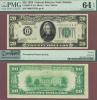 1928 - $20.00 FR-2050-F US small size federal reserve note PMG Choice Uncirculated 64 EPQ